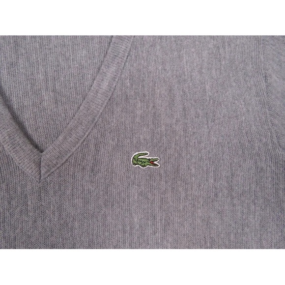 Vintage Izod Lacoste Gray Crocodile Acrylic Orlon Pullover Sweater M - Picture 2 of 6